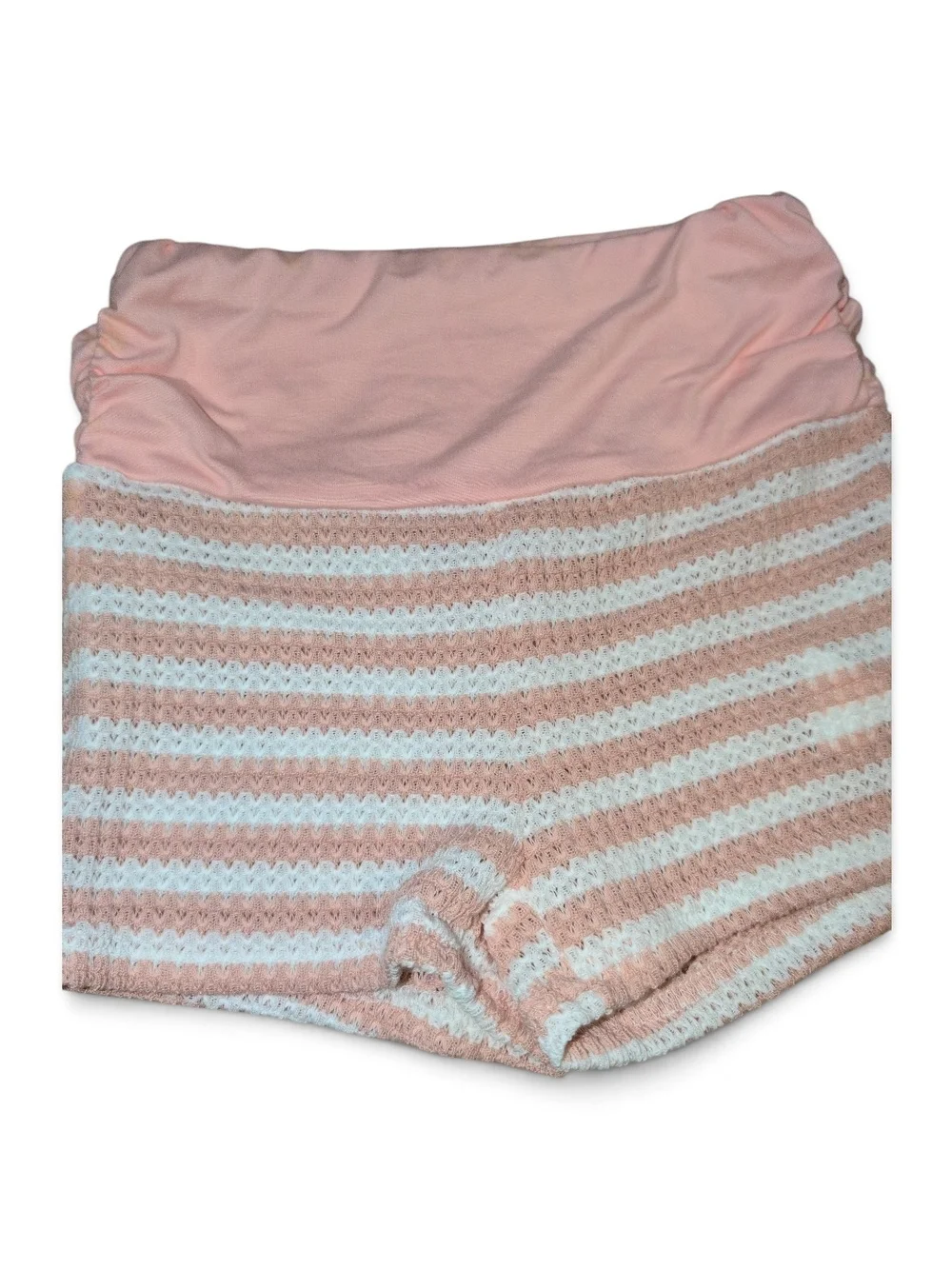 Knit Pink & White Striped Tube top & High Waist Shorts